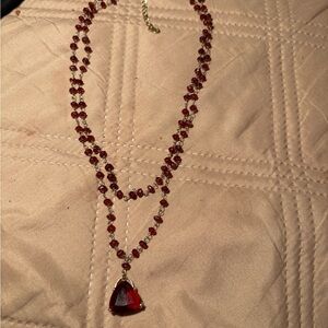 Monet Red Beaded Necklace